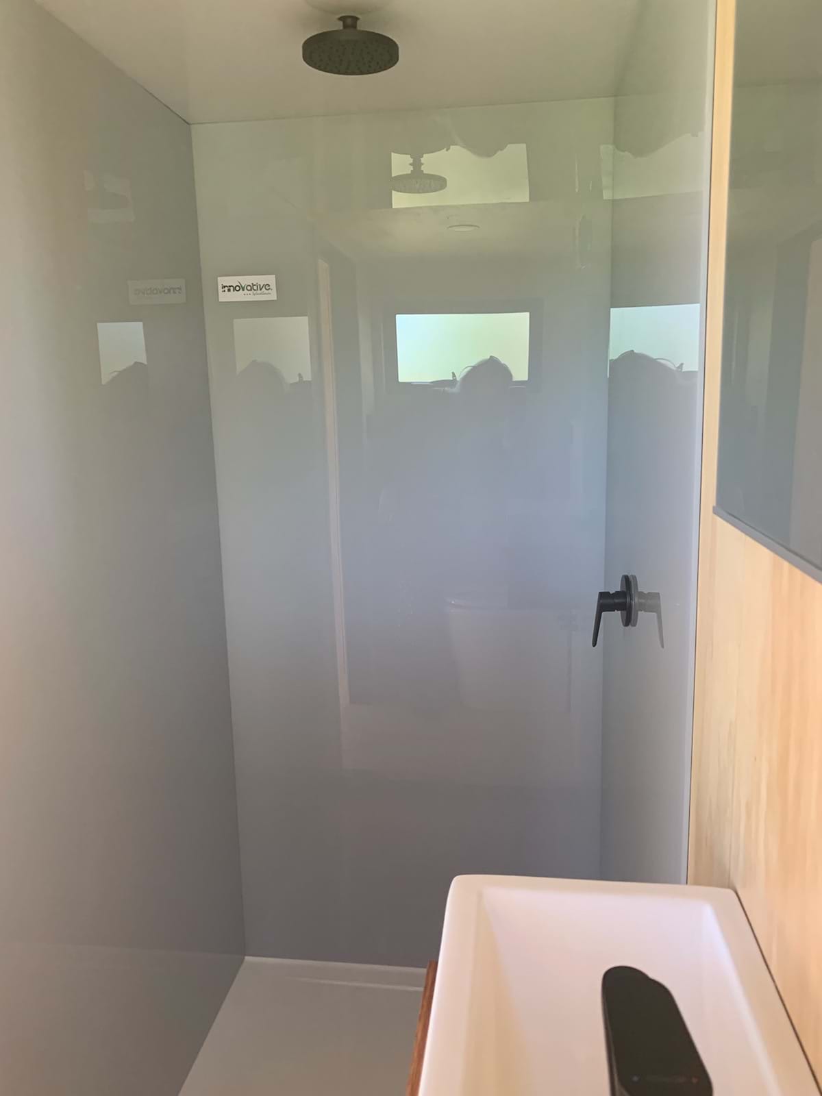 Acrylic Polymer Splashback, shower splashback, grey splashback, acrylic splashbacks, bunnings splashback, polymer splashback, glass alternative splashback